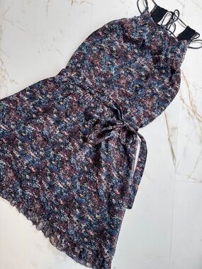 Abercrombie & Fitch All Over Print Dress Sz S Y2K Trendy Girly Ruffle